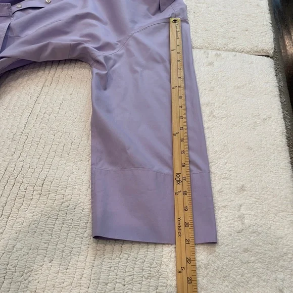 Land's End Shirt Women's Plus 24W Purple No Iron Pinpoint Oxford 3/4 Sleeve - Picture 9 of 11